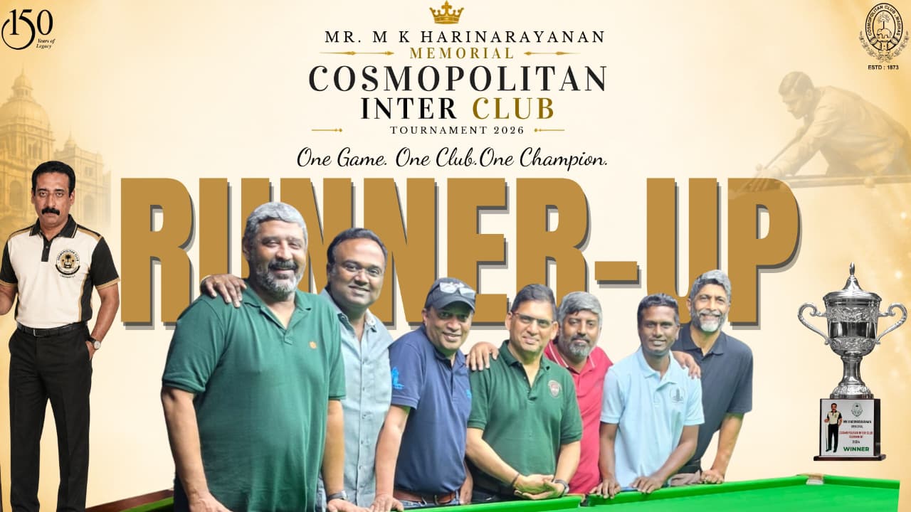 MK HARINARAYANAN MEMORIAL COSMO INTERCLUB SNOOKER TOURNAMENT!